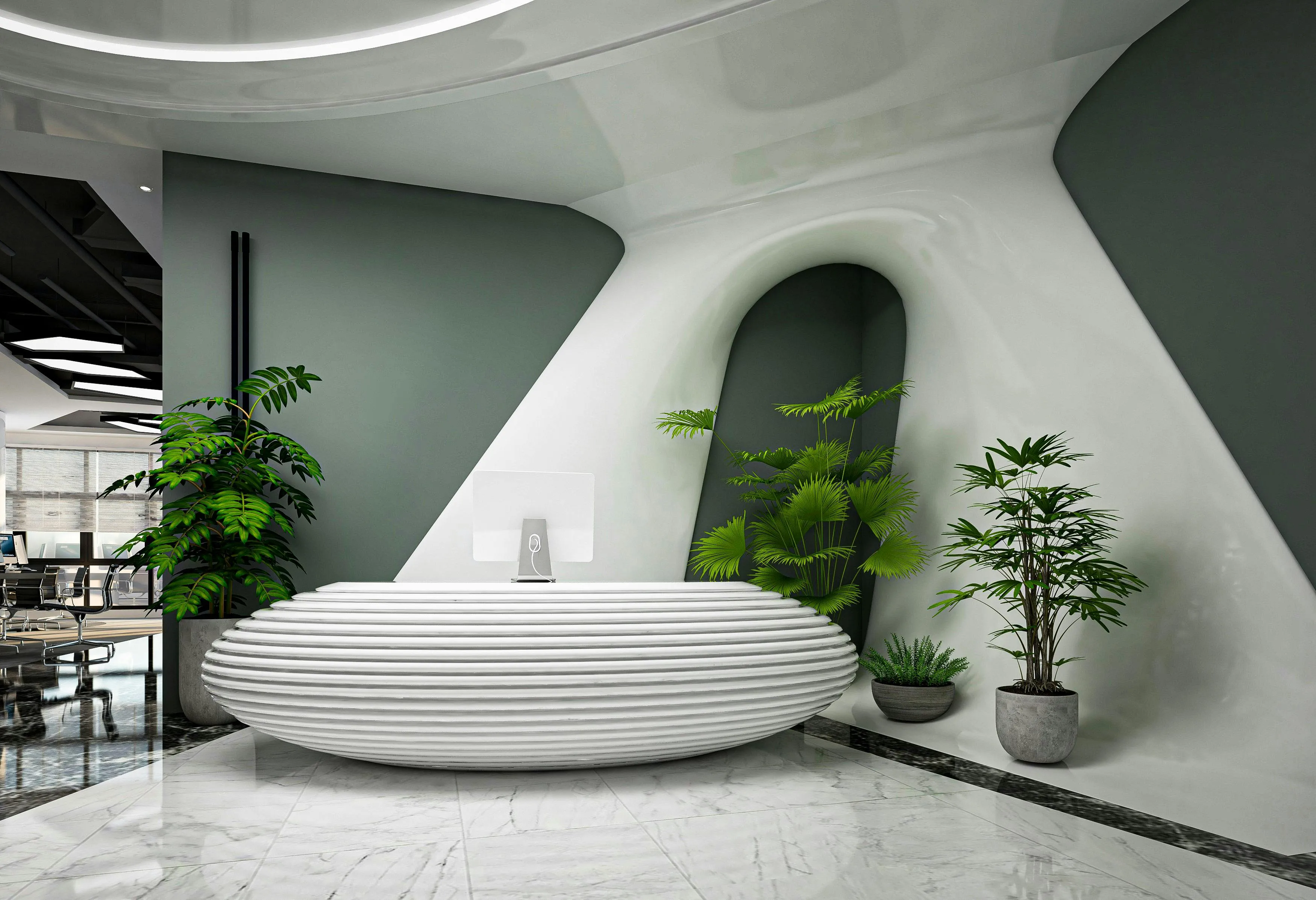 Spotless modern office reception