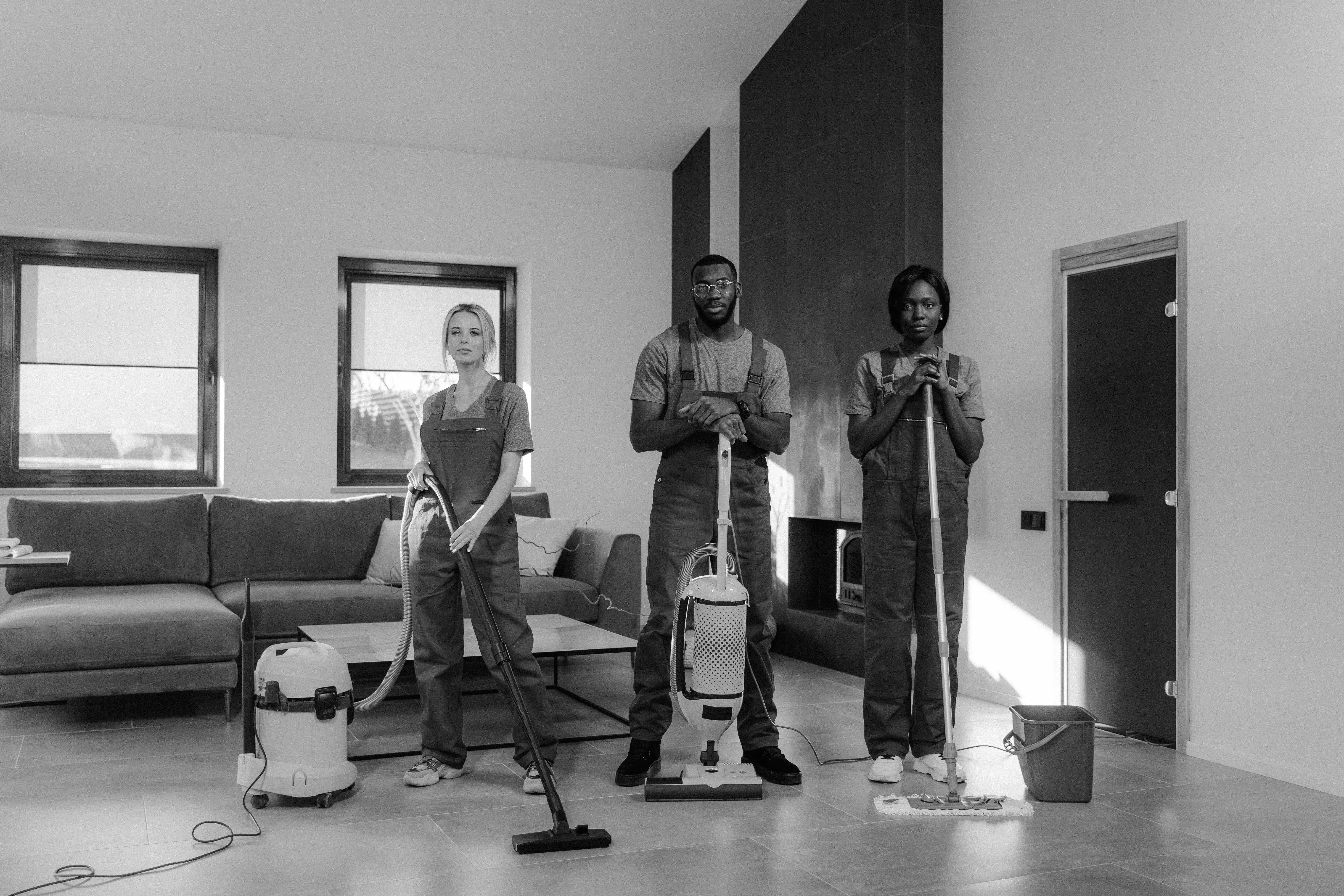 Professional Swiftly Emmaculate cleaning crew ready to work in a Bellevue home